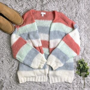 Top shop open knot open front color block cardigan size S (4-6)